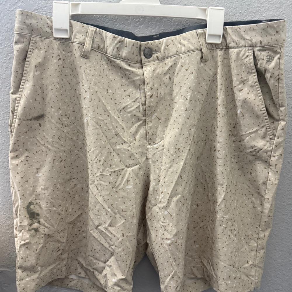 adidas Men's Beige Patterned Flat Front Shorts